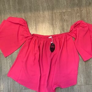 Elegant Off-Shoulder Blouse in Vibrant Pink